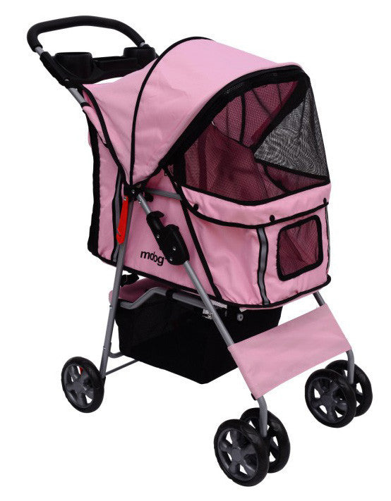 Mdog2 4-wheel Front & Rear Entry Mk0034 Pet Stroller (pink)