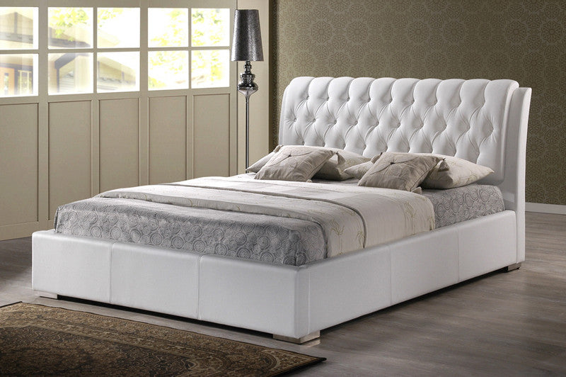 Wholesale Interiors Bbt6203-white-bed-full Bianca White Modern Bed With Tufted Headboard - Full Size - Set Of 2