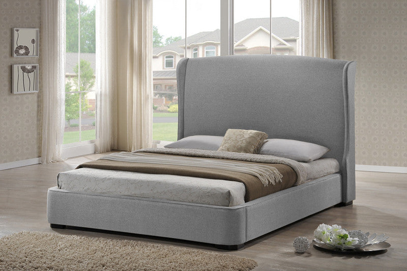 Wholesale Interiors Bbt6318-grey-queen Sheila Gray Linen Modern Bed With Upholstered Headboard - Queen Size - Each