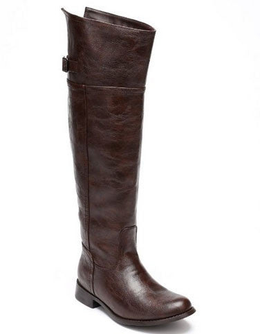 Rider-82 Crinkle Leatherette Round Toe Riding High Boot