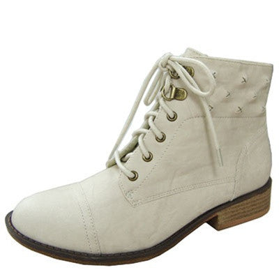 Vinci-07 Round Toe Lace Up Military Ankle Bootie