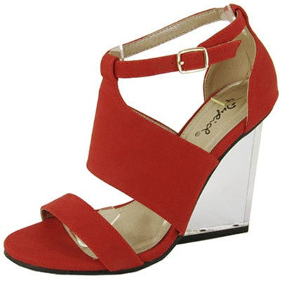 Burton-01 Strappy Open Toe Lucite Wedge