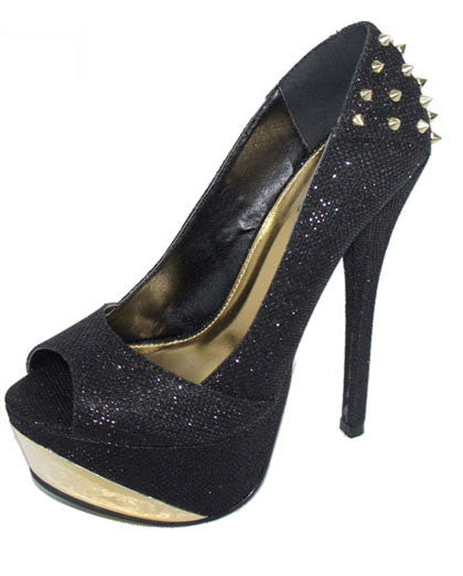 Count-08 Glitter Studded Spike Platform Pump