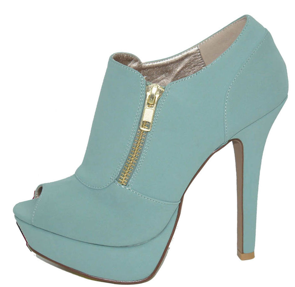 Gaze-311 Nubuck Peep Toe Platform Bootie