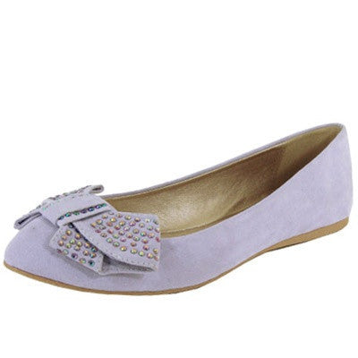 Gracie-16 Rhinestone Bow Pointy Toe Ballet Flat