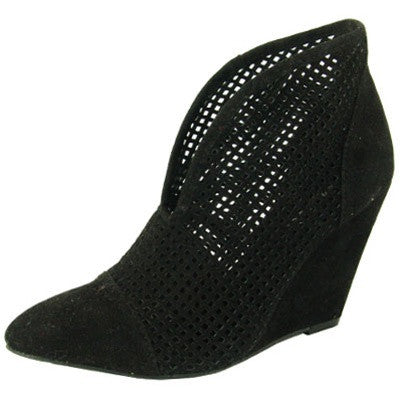 Maddox-11 Perforated Pointy Toe Wedge Bootie