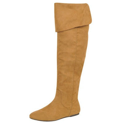 Proud-09 Suede Cuff Slouchy Thigh High Boot