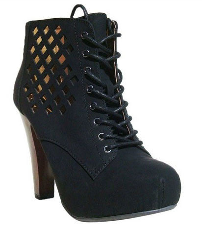 Puffin-62 Perforated Lace Up Ankle Bootie