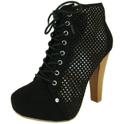 Puffin-41 Perforated Lace Up Platform Bootie