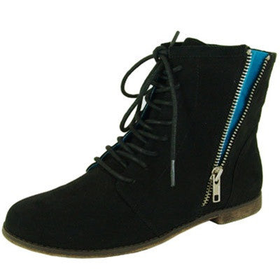 Strip-76 Exposed Zipper Lace Up Bootie