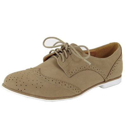 Strip-108 Nubuck Perforated Lace Up Oxford Flat