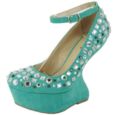 Ting-18 Jeweled Embellished Heel Less Curved Wedge