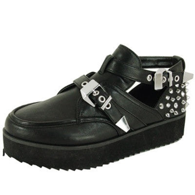 Tiki-05 Studded Spike Buckle Flatform Creeper