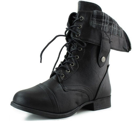 Smart-1 Lace Up Foldable Ankle Bootie/mid-calf Military Combat Boot