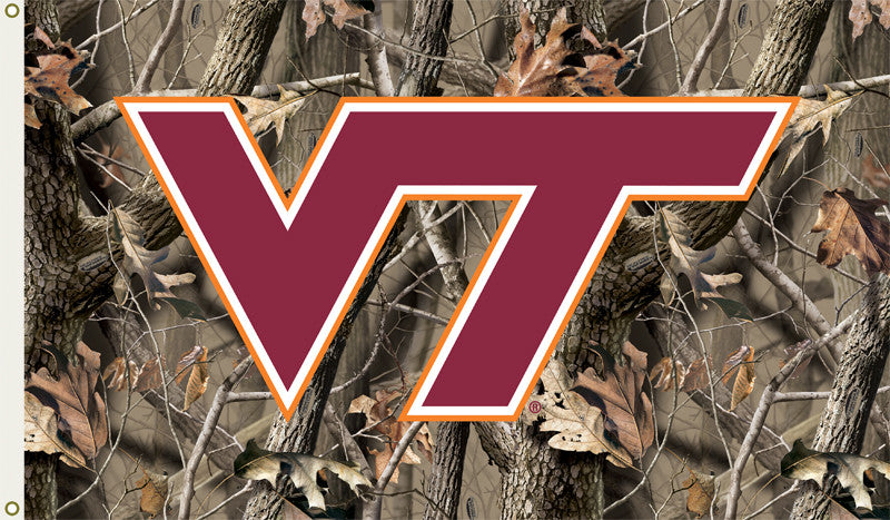 Virginia Tech Hokies 3 Ft. X 5 Ft. Flag W/grommets - Realtree Camo Background