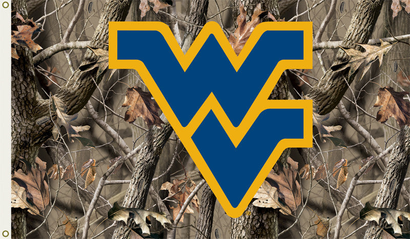 West Virginia Mountaineers 3 Ft. X 5 Ft. Flag W/grommets - Realtree Camo Background