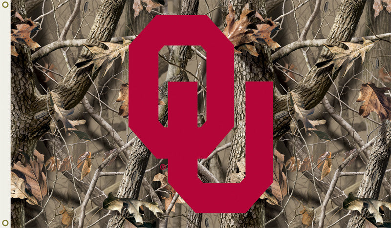 Oklahoma Sooners 3 Ft. X 5 Ft. Flag W/grommets - Realtree Camo Background