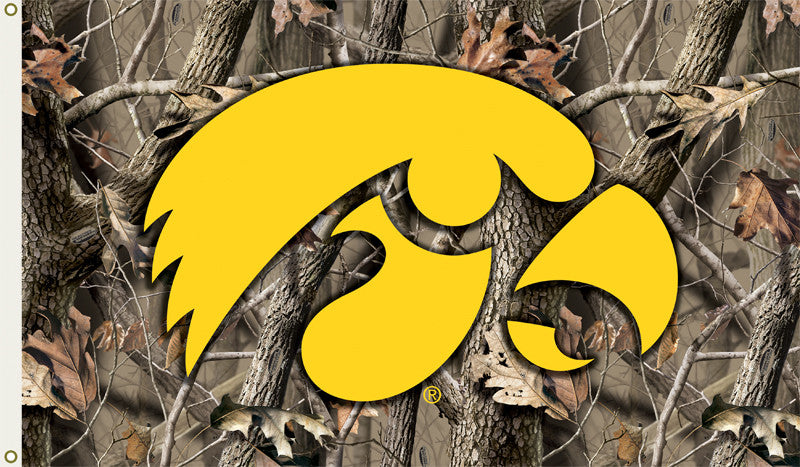 Iowa Hawkeyes 3 Ft. X 5 Ft. Flag W/grommets - Realtree Camo Background