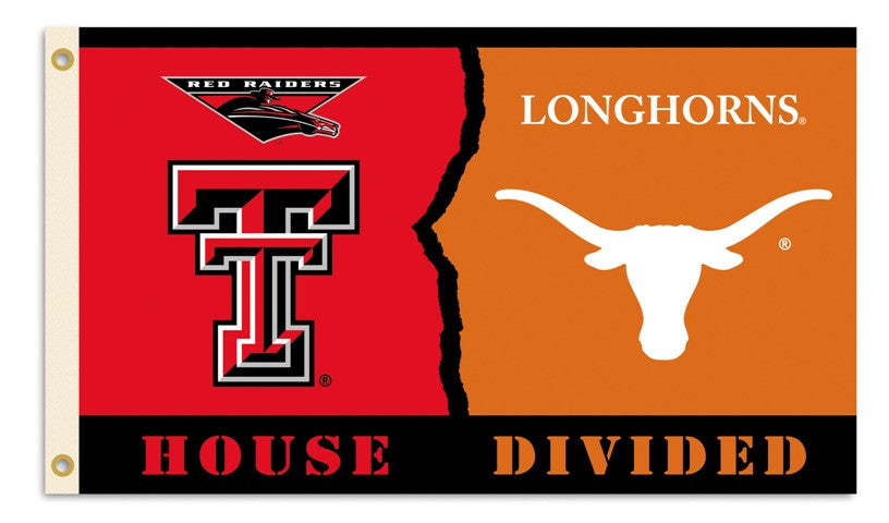Texas Tech - Texas 3 Ft. X 5 Ft. Flag W/grommets - Rivalry House Divided
