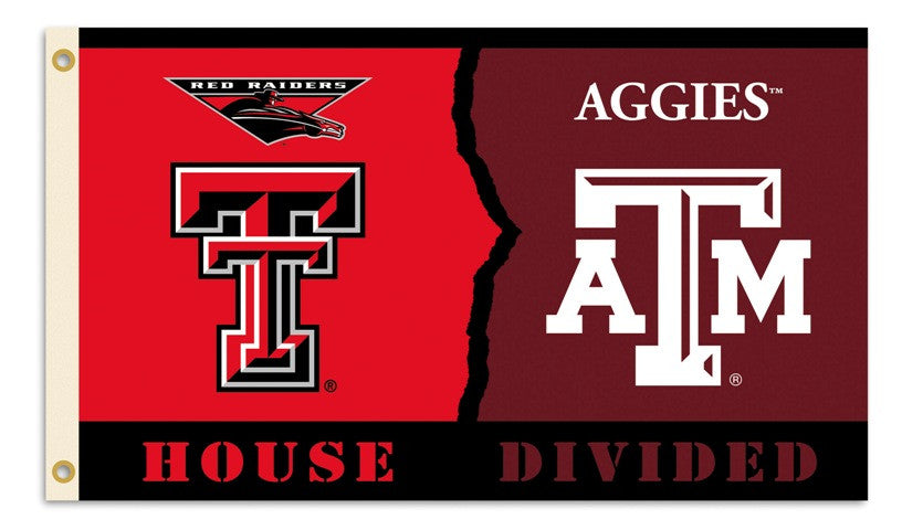 Texas Tech - Texas A & M 3 Ft. X 5 Ft. Flag W/grommets - Rivalry House Divided