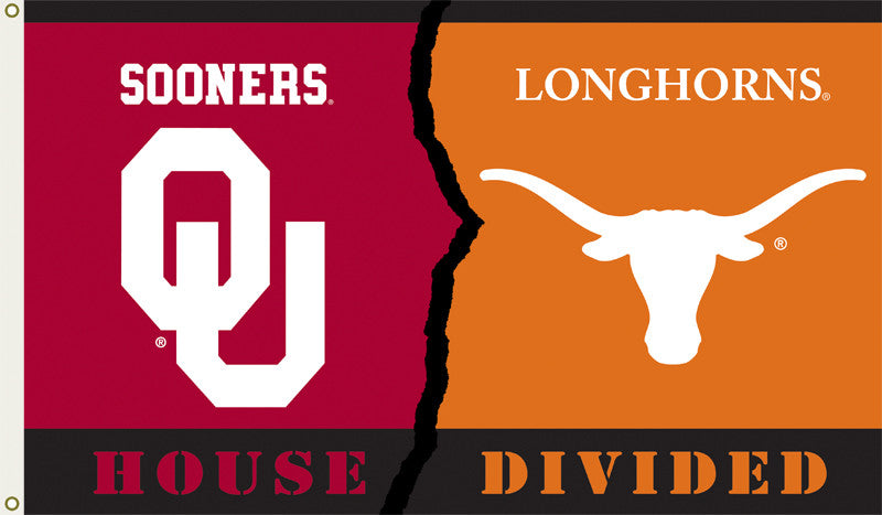 Oklahoma - Texas 3 Ft. X 5 Ft. Flag W/grommets - Rivalry House Divided