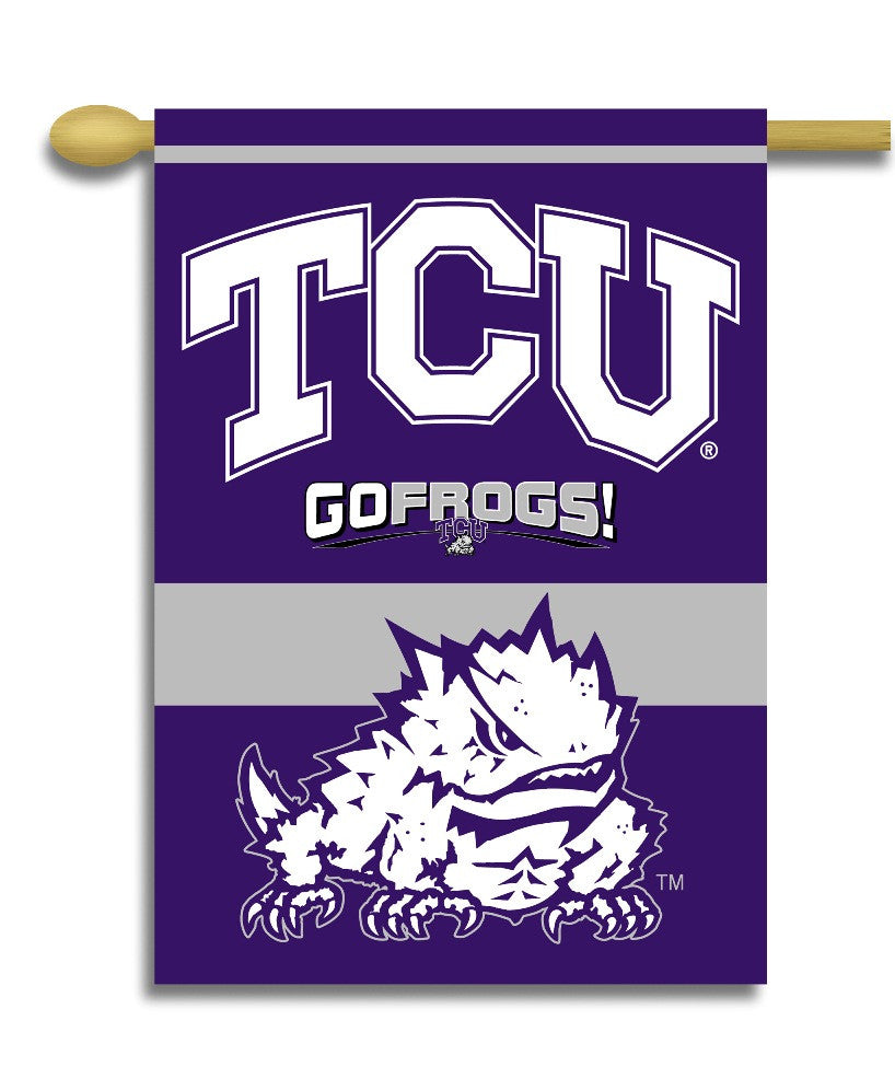 Texas Christian Horned Frogs 2-sided 28" X 40" Banner W/ Pole Sleeve