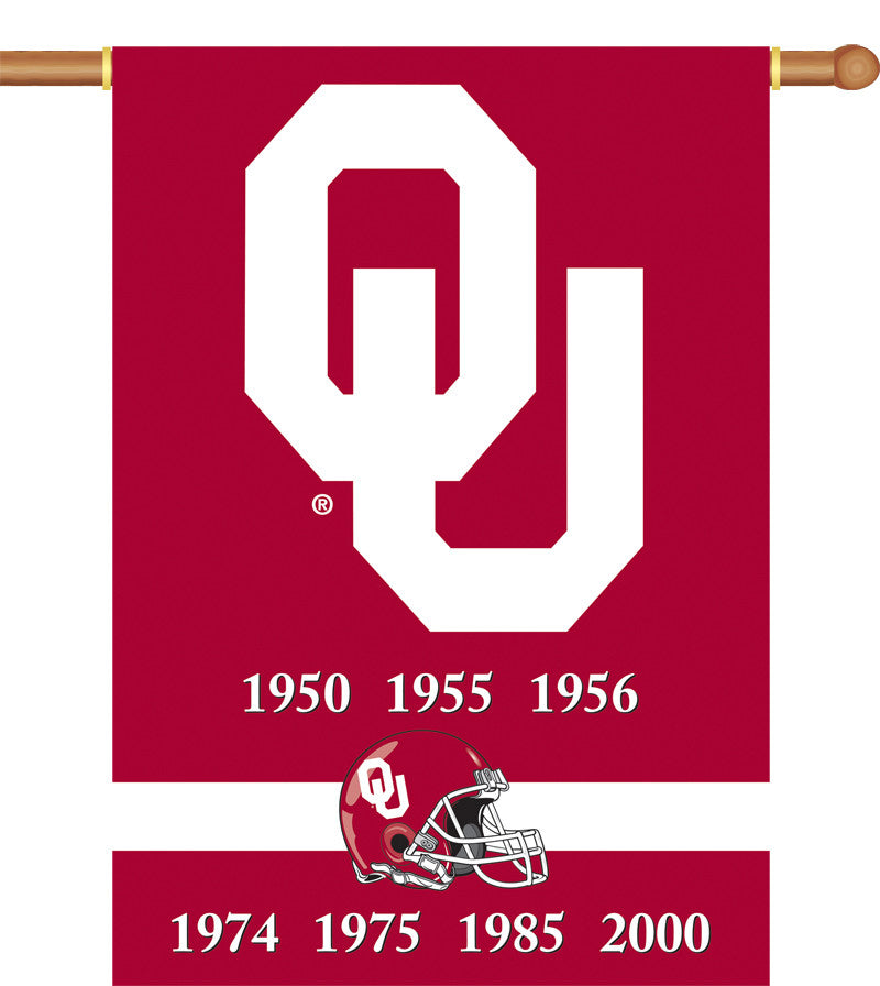 Oklahoma Sooners Champ Years 2-sided 28" X 40" Banner W/ Pole Sleeve