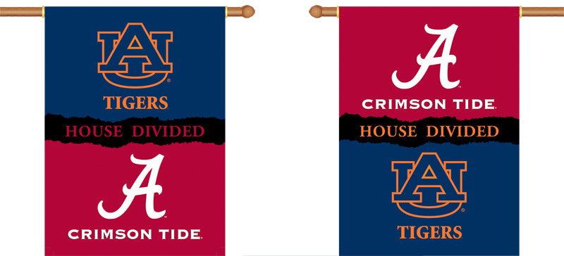 Alabama - Auburn 2-sided 28" X 40" Banner W/ Pole Sleeve House Divided