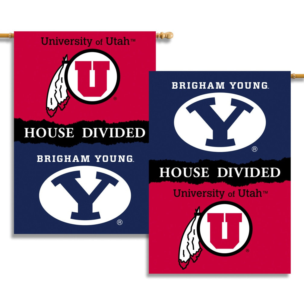Byu - Utah 2-sided 28" X 40" Banner W/ Pole Sleeve House Divided