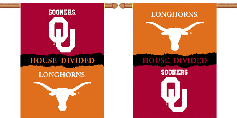 Oklahoma - Texas 2-sided 28" X 40" Banner W/ Pole Sleeve House Divided