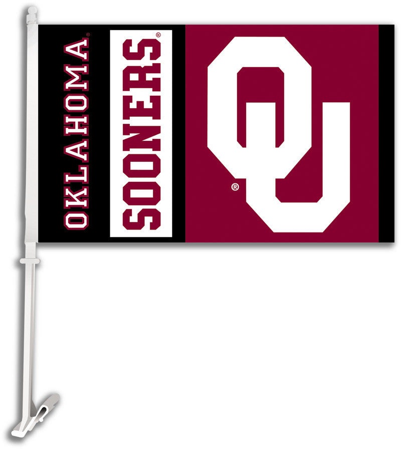 Oklahoma Sooners Car Flag W/wall Brackett