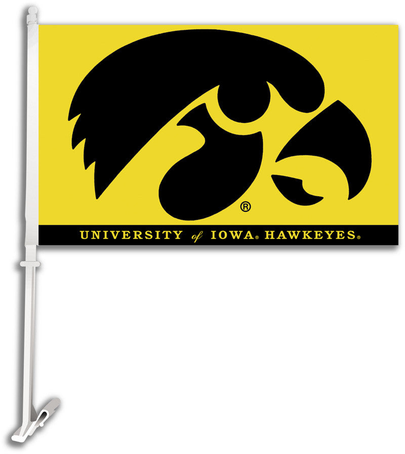 Iowa Hawkeyes Car Flag W/wall Brackett