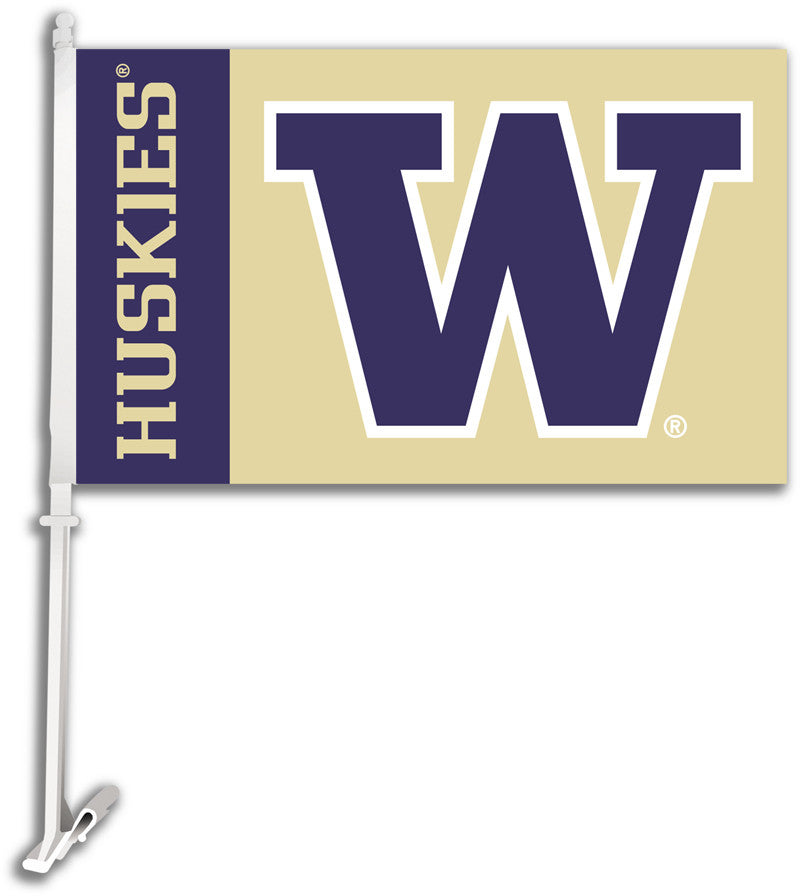 Washington Huskies Car Flag W/wall Brackett