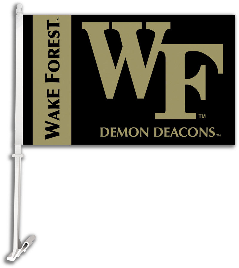 Wake Forest Car Flag W/wall Brackett