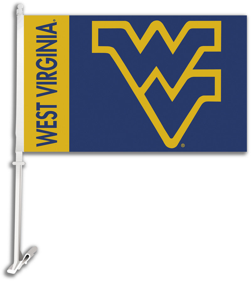 West Virginia Mountaineers Car Flag W/wall Brackett