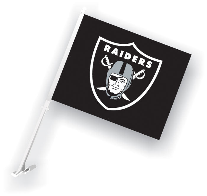 Oakland Raiders Car Flag W/wall Brackett
