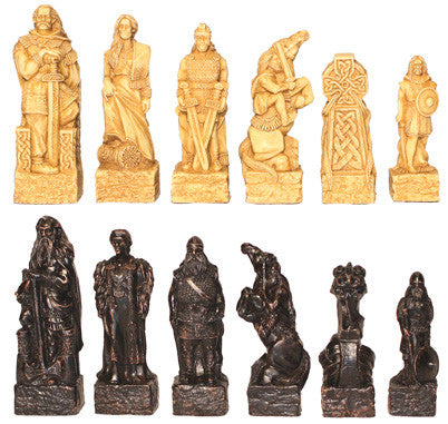 Celtic Chess Set Pieces - Sac Antique Finish