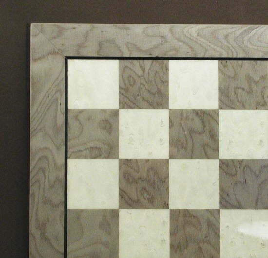 13 1/4" Grey Briar/ivory Glossy Chess Board, Frame W/ Stripe, 1 1/4" Squares