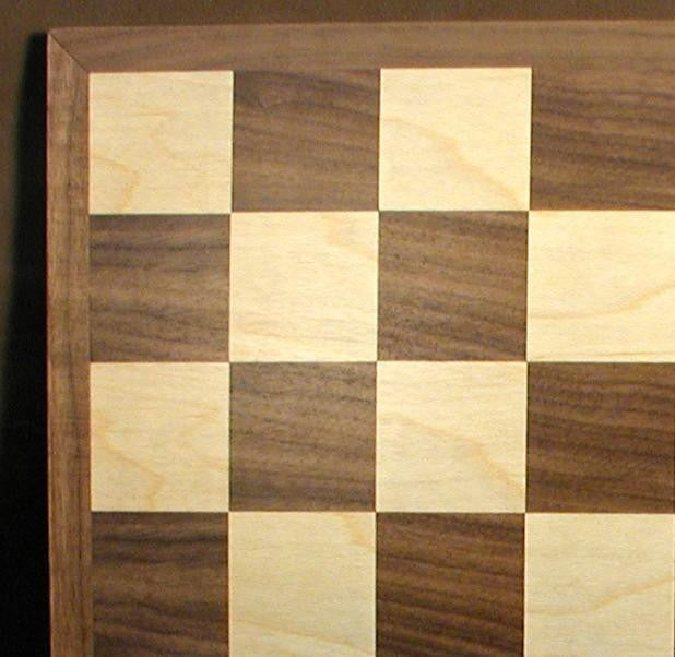 12" Walnut And Maple Chess Board, 1 1/2" Squares, Matte Finish