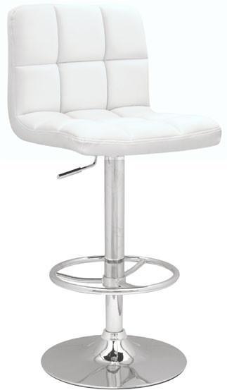 Chintaly 0394-as-wht Stitched Seat & Back Pneumatic Gas Lift Adjustable Height Swivel Stool - 25" - 33"