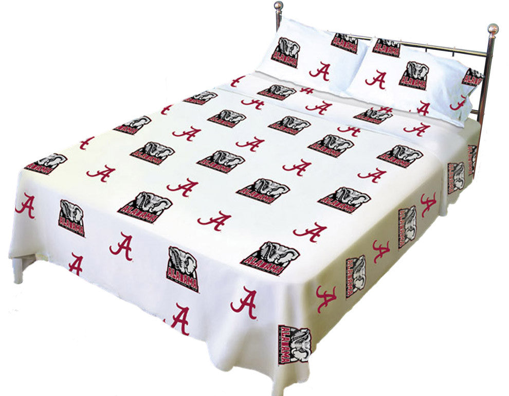 Alabama Printed Sheet Set King - White - Alasskgw By College Covers