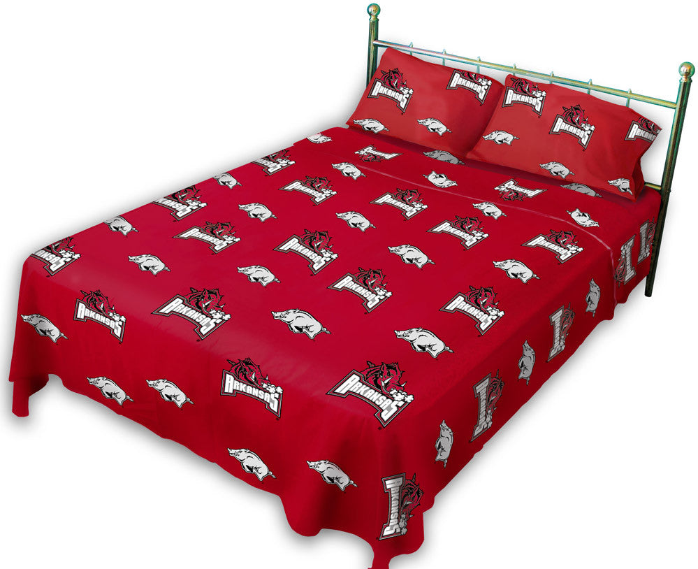 Arkansas Printed Sheet Set Full - Solid - Arkssfl By College Covers