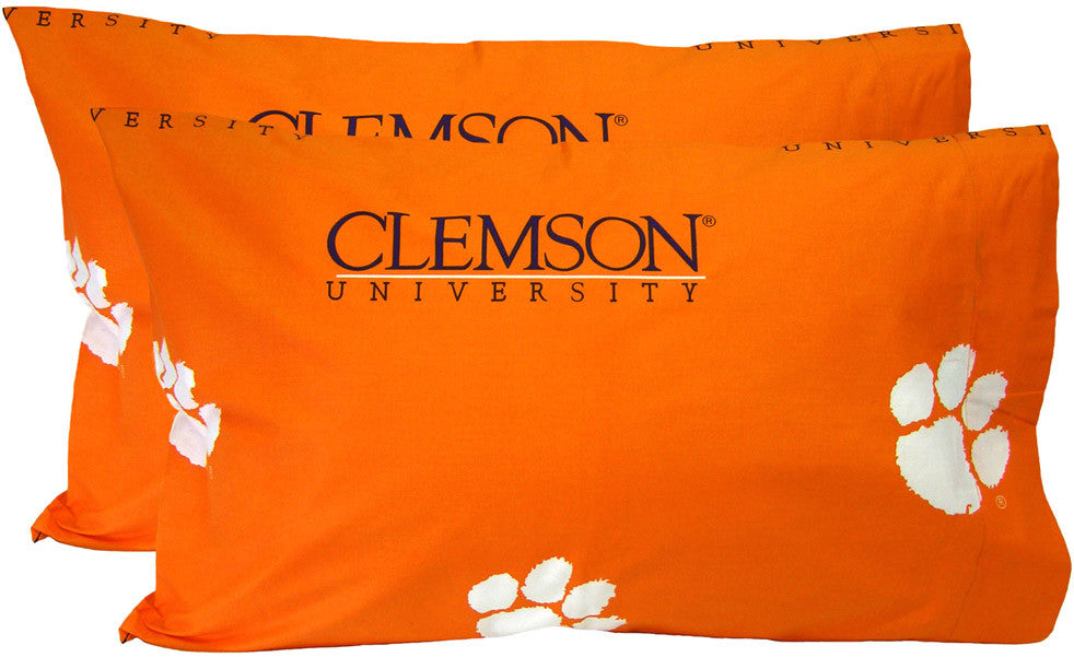 Clemson Printed Pillow Case - (set Of 2) - Solid - Clepcstpr By College Covers