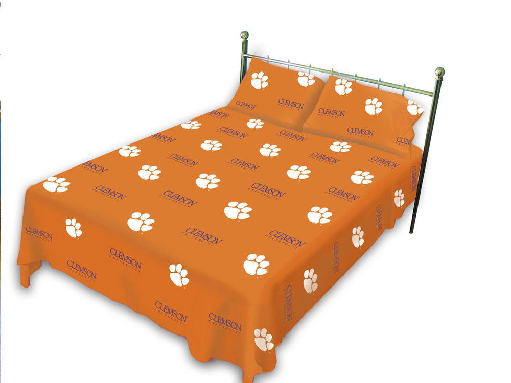 Clemson Printed Sheet Set King - Solid - Clesskg By College Covers