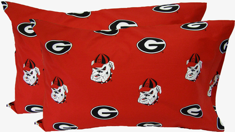 Georgia Printed Pillow Case- (set Of 2) - Solid - Geopcstpr By College Covers