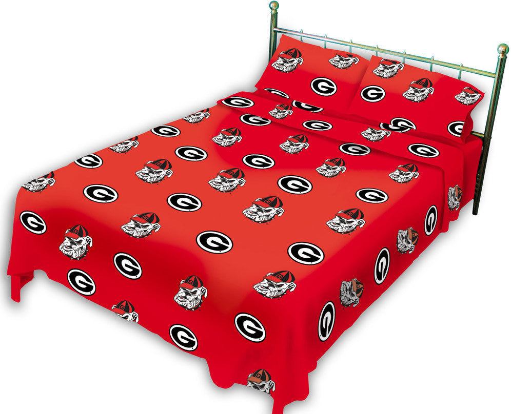 Georgia Printed Sheet Set King - Solid - Geosskg By College Covers