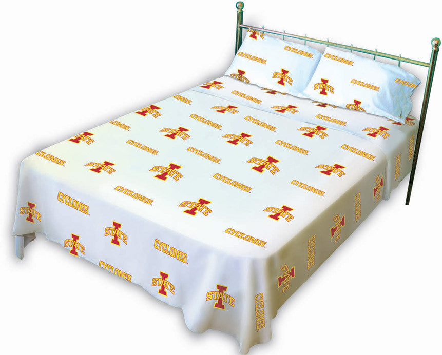 Iowa State Printed Sheet Set Full - White - Isussflw By College Covers