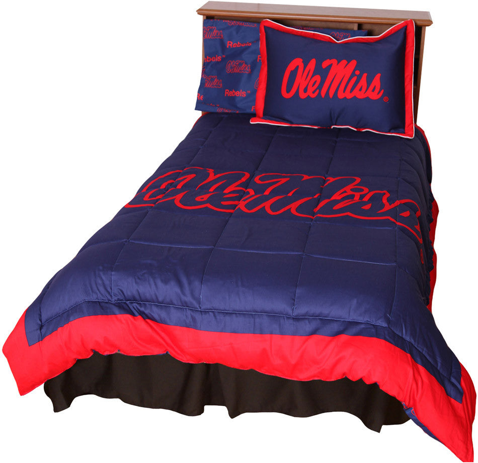 Ole Miss Reversible Comforter Set -full - Miscmfl By College Covers