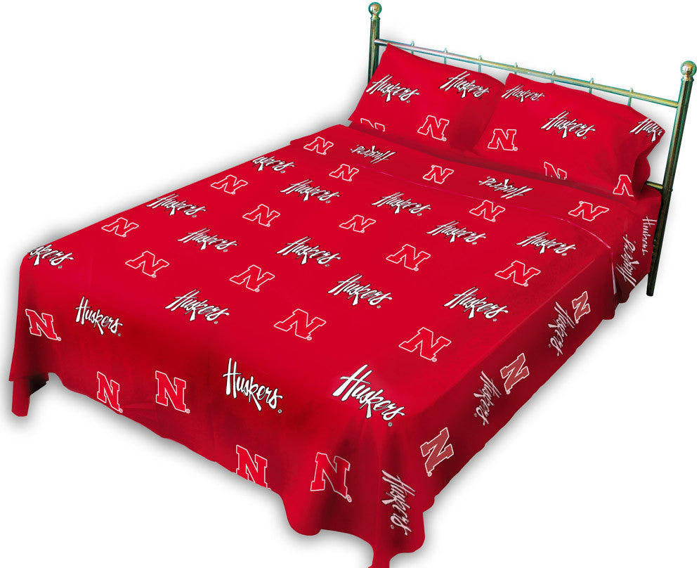 Nebraska Printed Sheet Set Twin - Solid - Nebsstw By College Covers