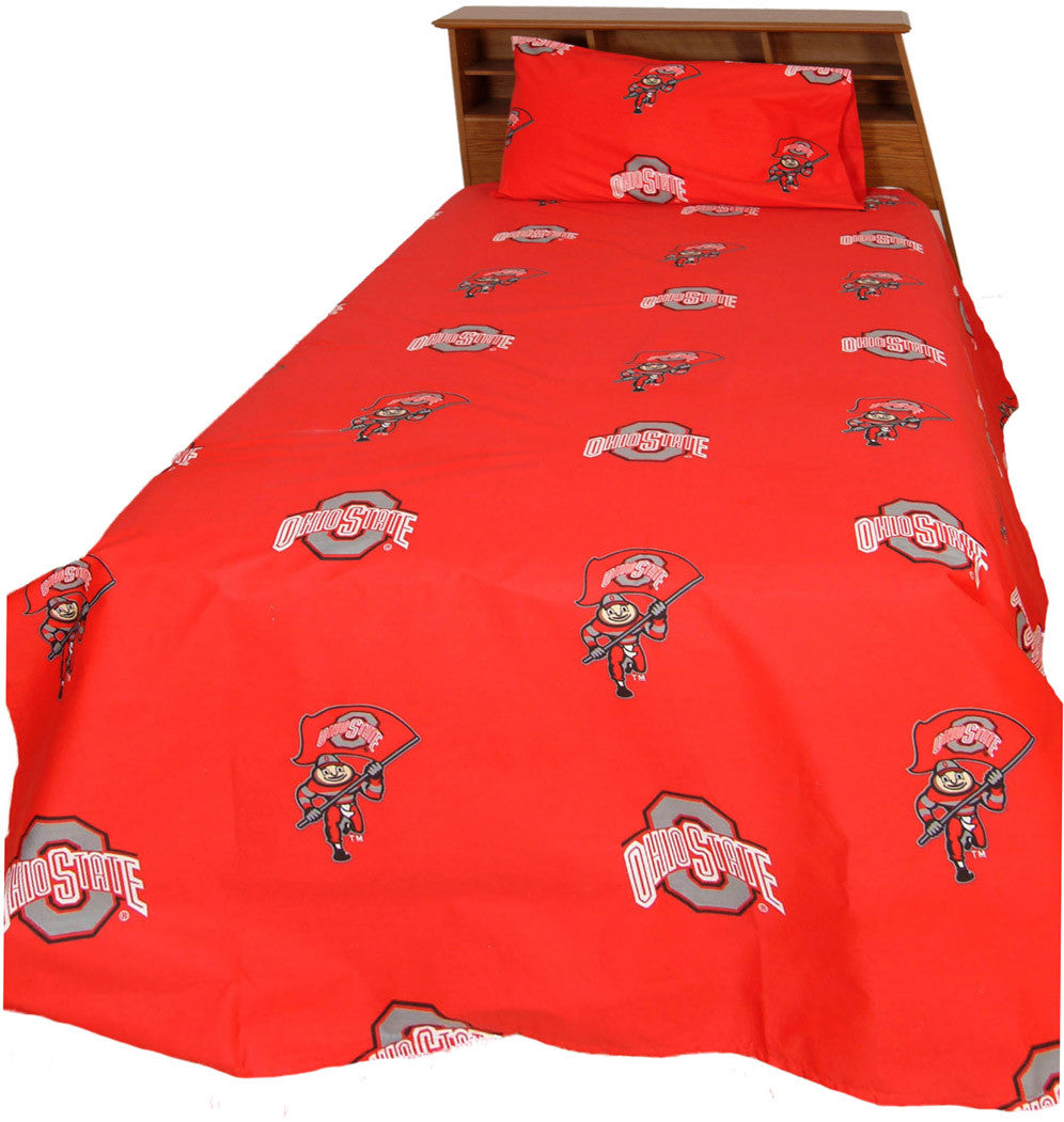 Ohio State Printed Sheet Set Queen - Solid - Ohissqu By College Covers